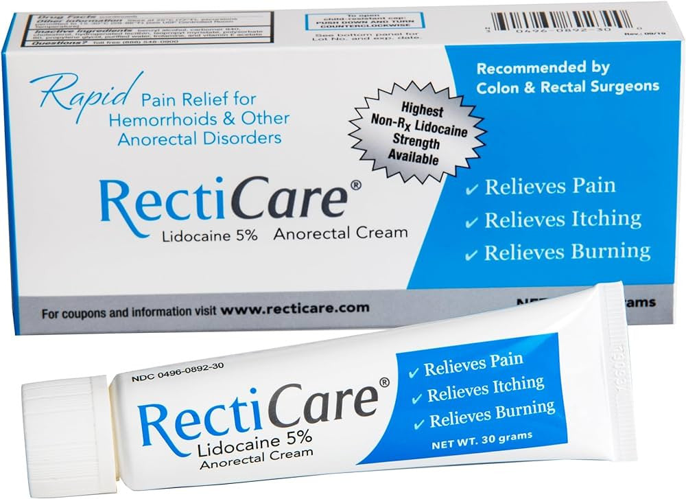 RectiCare Lidocaine 5 Percent Anorectal Cream, 1.0 Oz